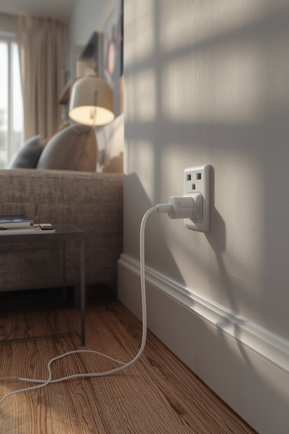 extension cord Woods SlimLine in modern home office setting
