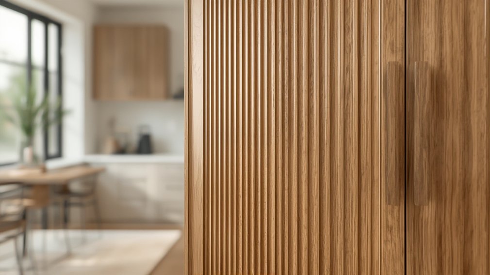 Fluted wood cabinets