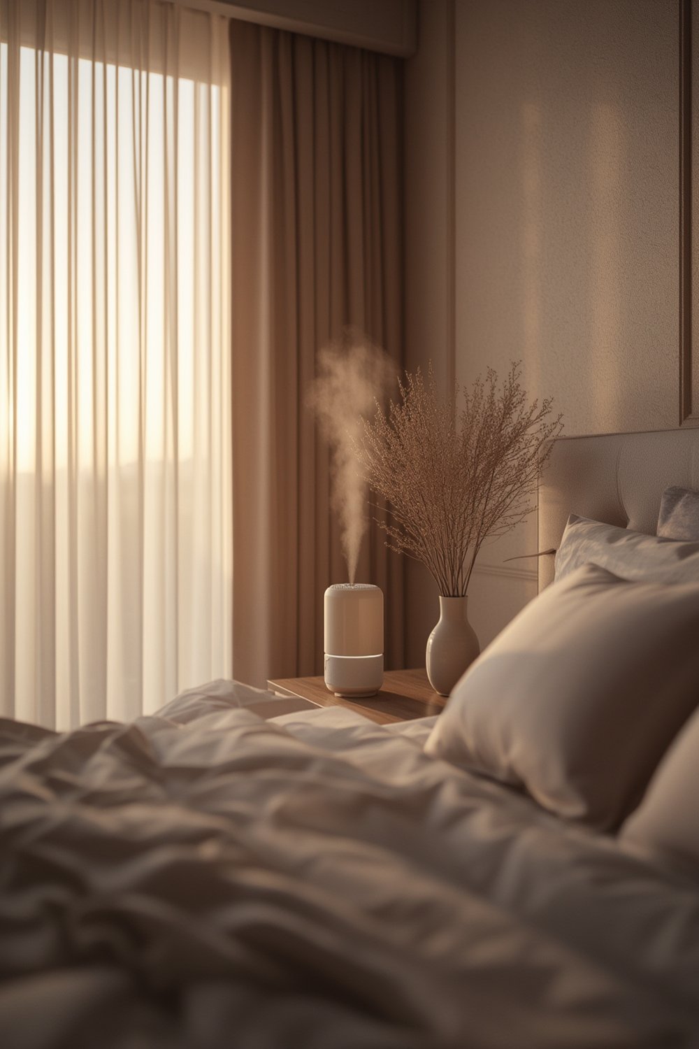 Cool Humidifier: 7 Ultimate Secrets For Amazing Bedroom Comfort In 2026 1 cool humidifier on nightstand bedroom modern home