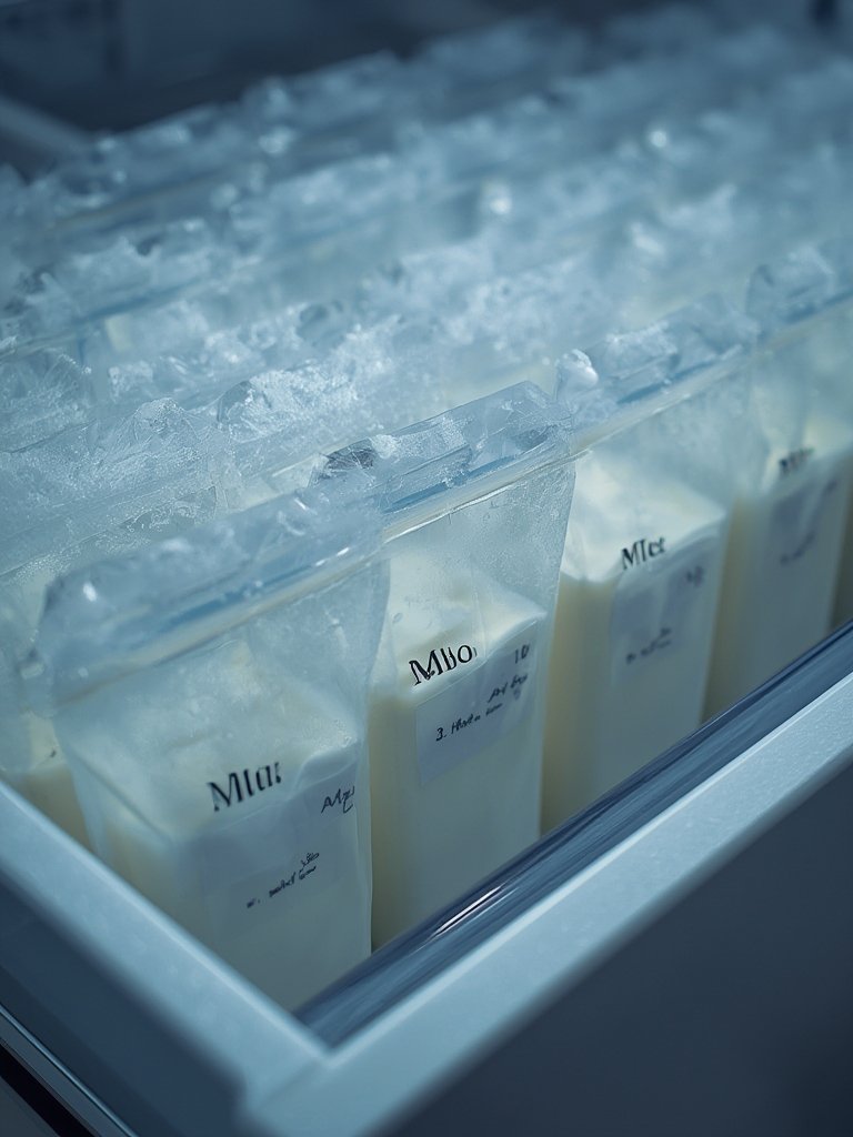 milk storage flat profile bags in freezer