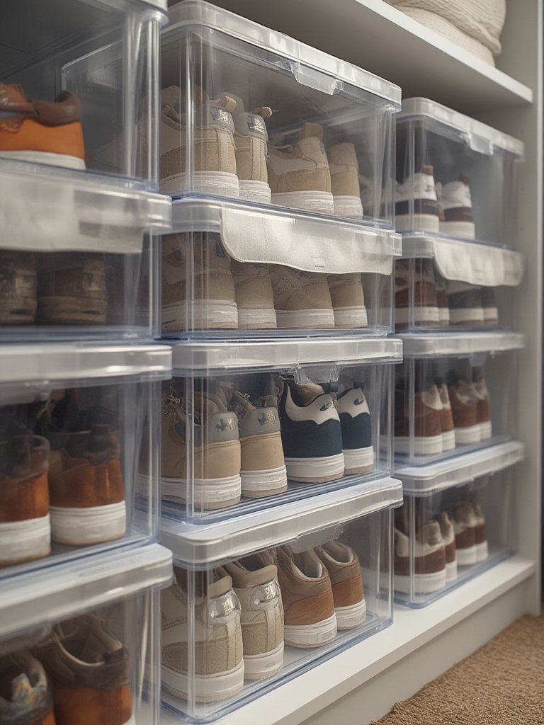 stackable shoe box comparison – see spring shoe organizer vs competitors in a closet setting