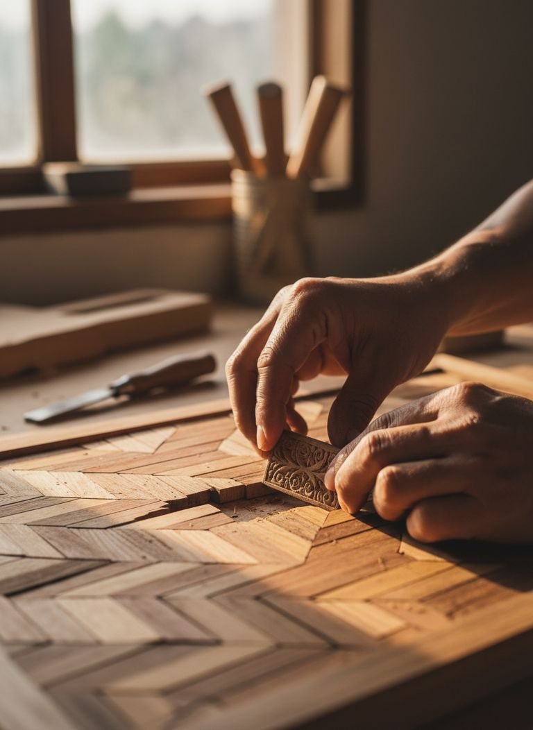 Artisanal Teak Mosaic - Illustration 2