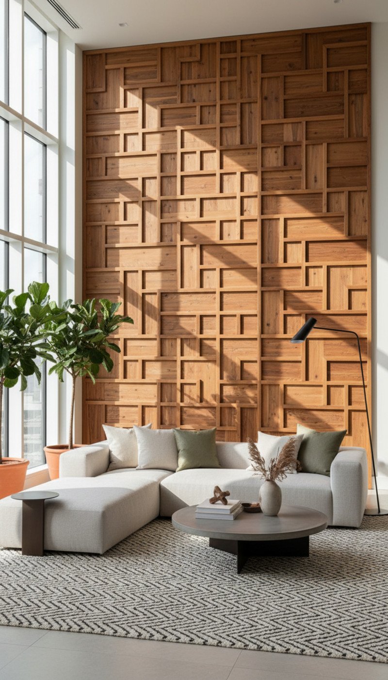 Artisanal Teak Mosaic - Illustration 1