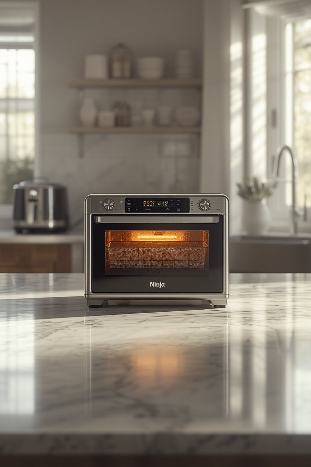air fryer in use on kitchen countertop