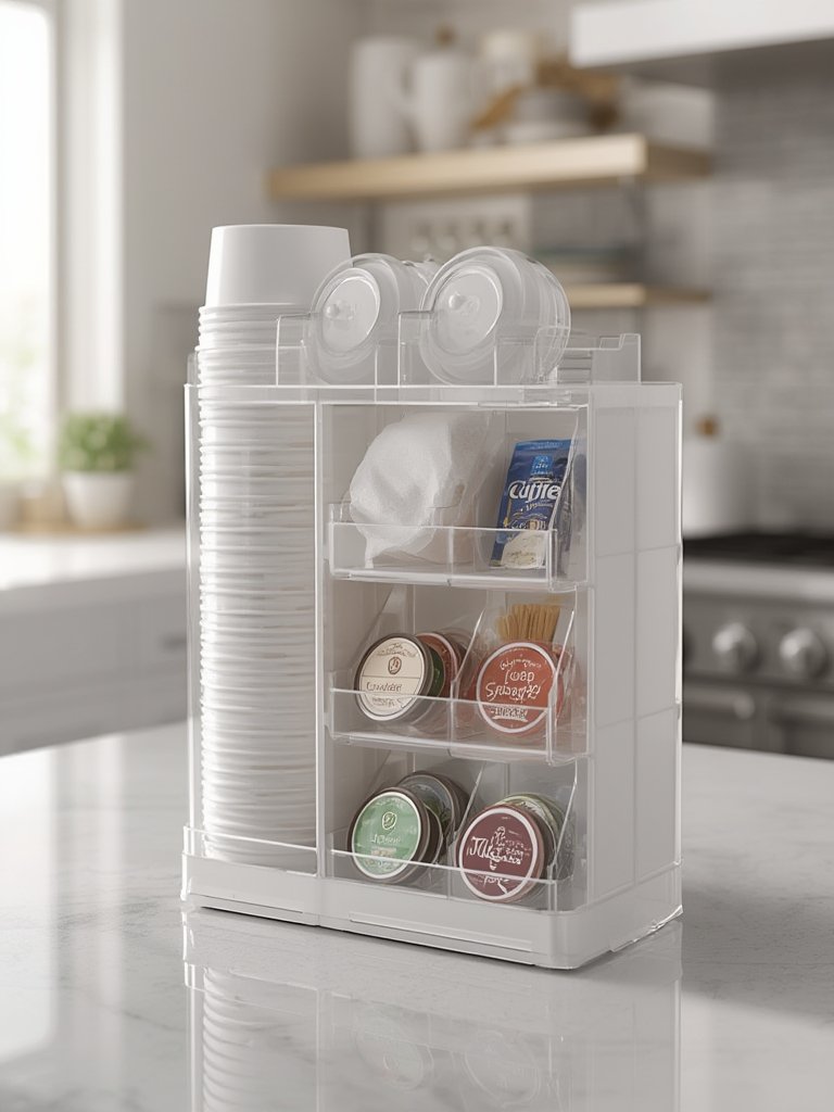 Close up of coffee bar organizer details