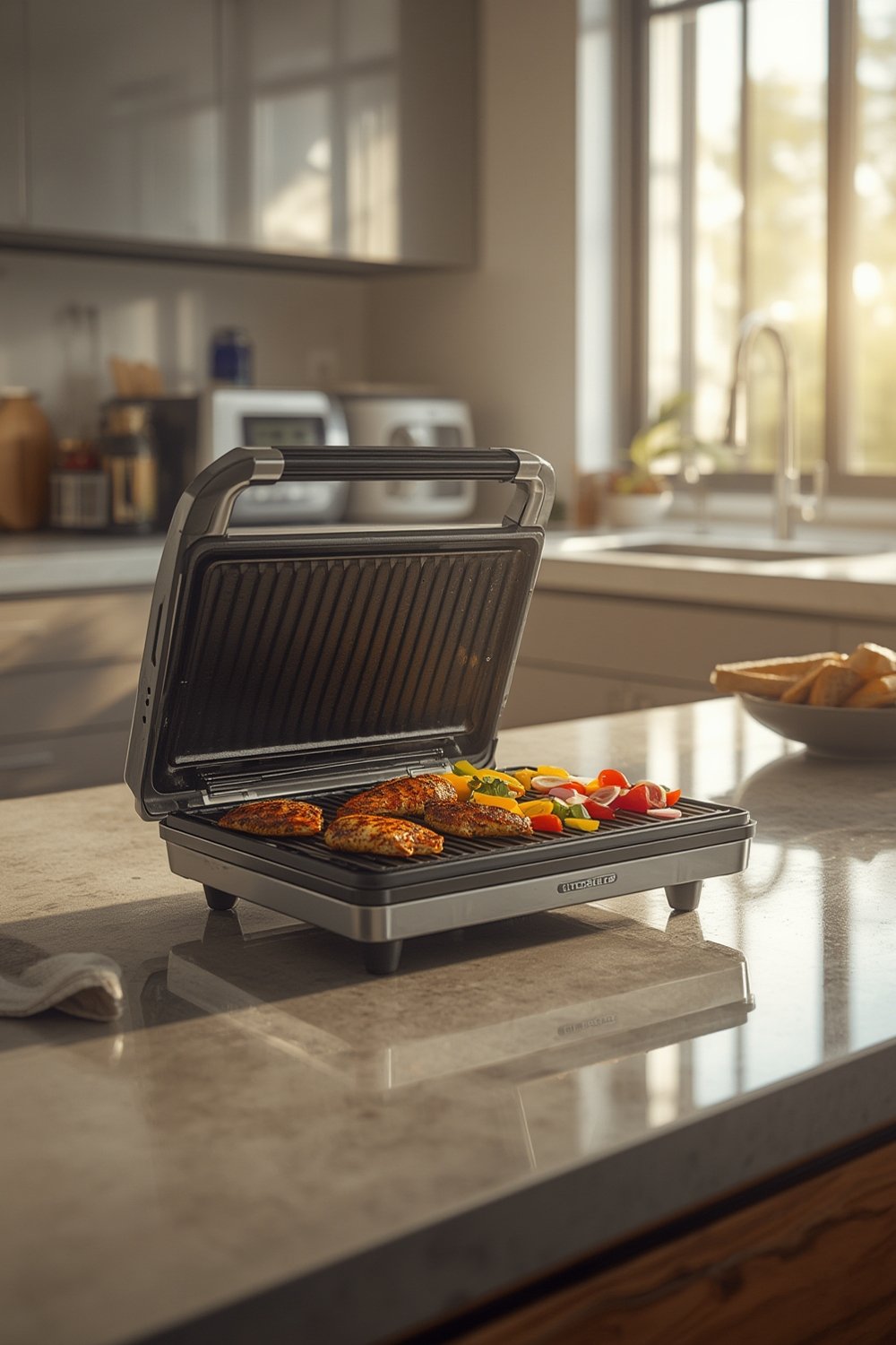 indoor grill in use - George Foreman 2-Serving Classic Plate Electric Indoor Grill and Panini Press cooking panini