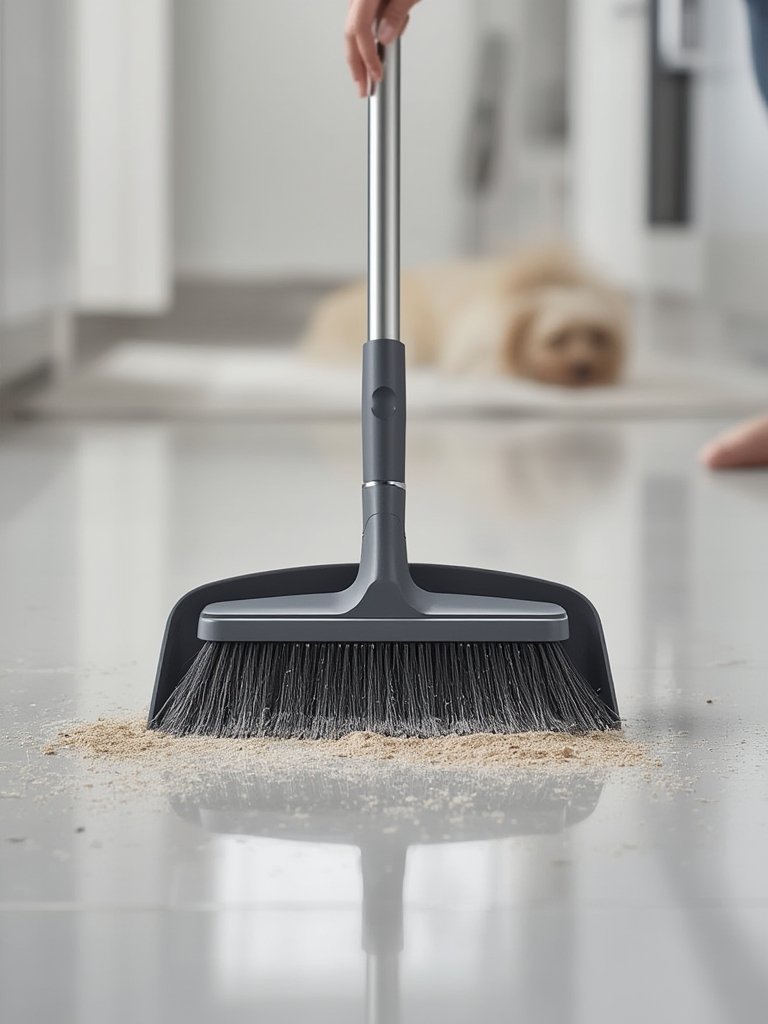 self-cleaning dustpan with teeth for broom