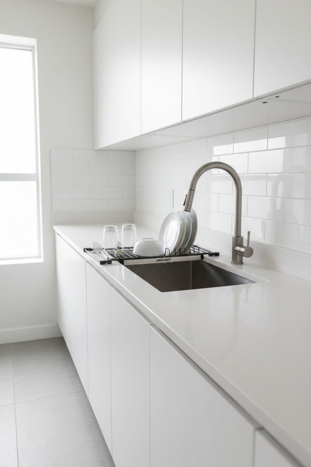 sink dish rack display
