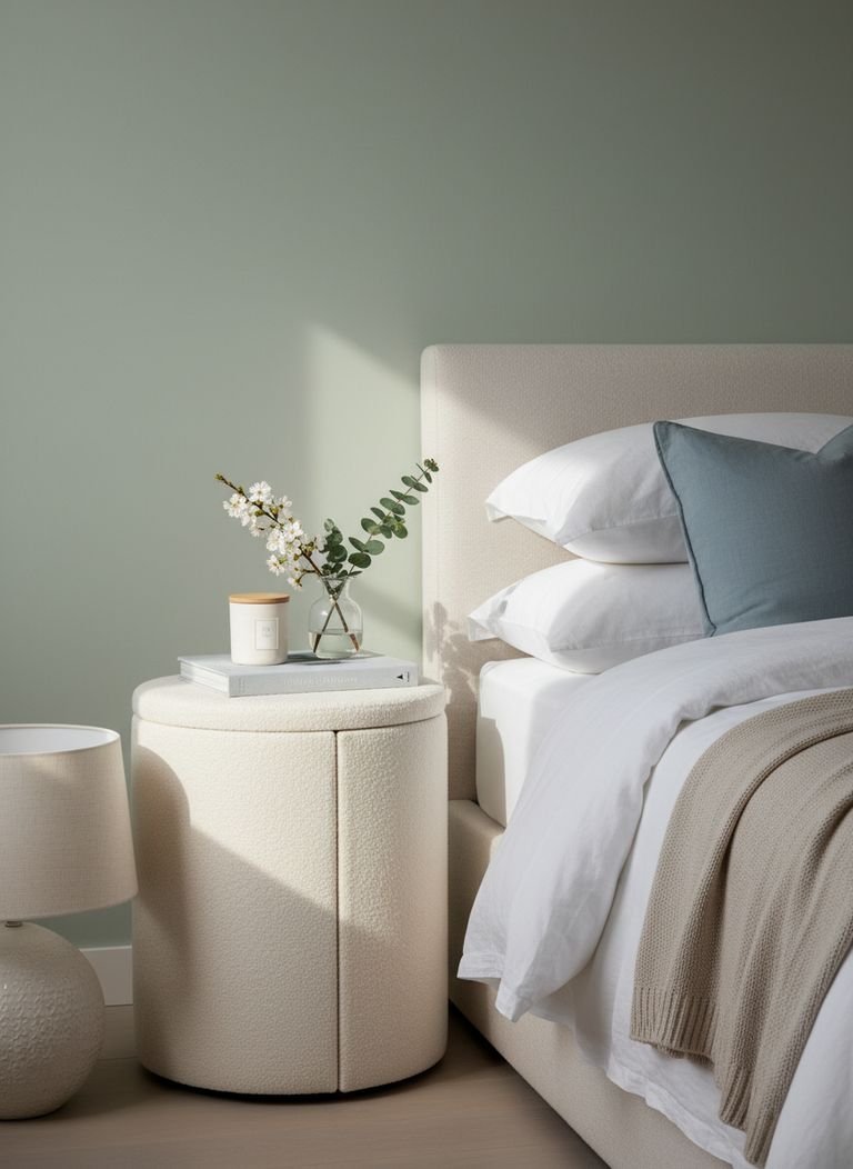 A detailed image showing the fine craftsmanship and drawer of a luxury padded side table.