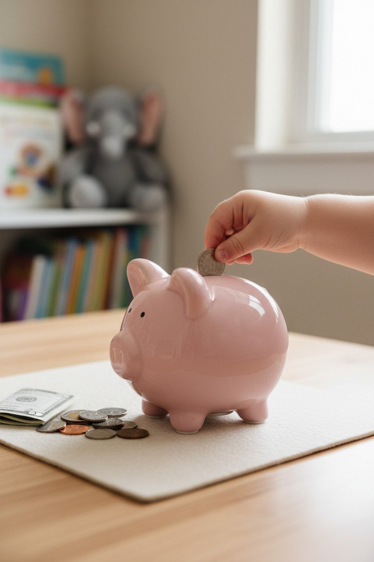 Close up of baby piggy bank details