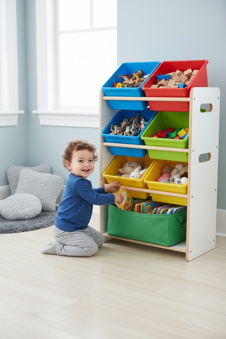 Close up of toy storage details