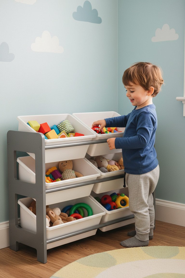 Close up of toy organizer details