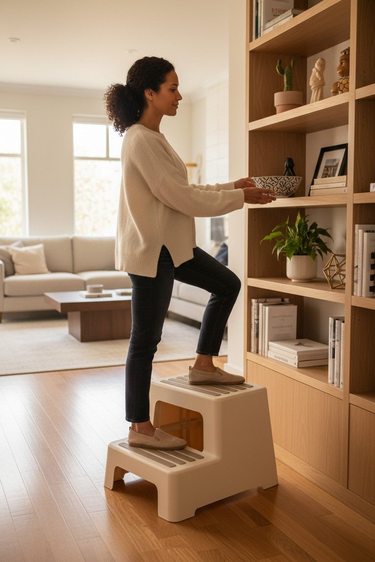 Close up of 2-step stool details