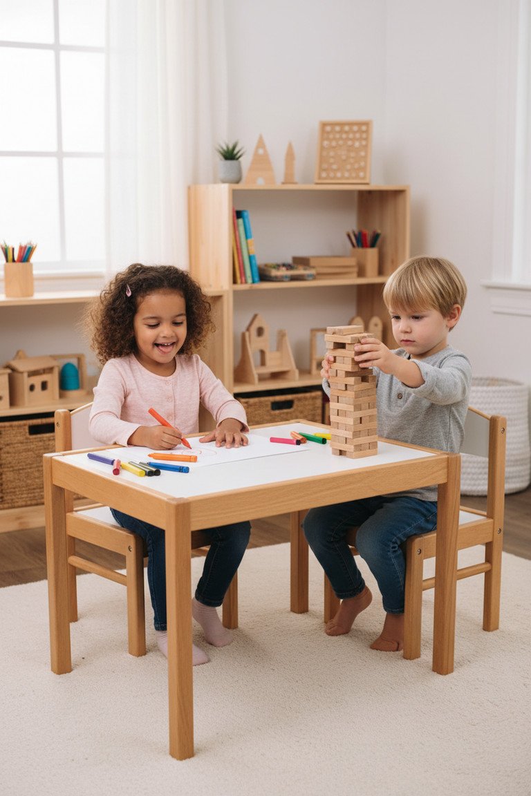 Close up of kids table details