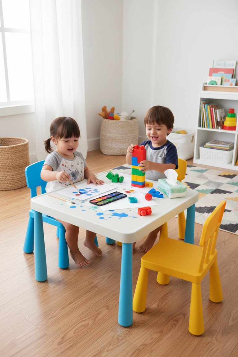 Close up of kids table details